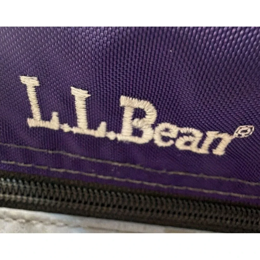 LL Bean Deluxe Book Pack Backpack Purple Grey Reflective Trim School Travel Bag
